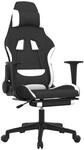 vidaXL Gaming-Stuhl mit Massage & Fu&szlig;st&uuml;tze Schwarz und Wei&szlig; Stoff Modell 1