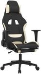 vidaXL Gaming-Stuhl mit Massage & Fu&szlig;st&uuml;tze Schwarz und Creme Stoff