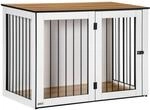 PawHut Hundek&auml;fig Hundebox Innen Dunkelwalnuss Wei&szlig; 106 x 60 x 76 cm
