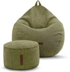 Green Bean Sitzhocker Motiv-Sitzsack 100 x 50 x 120 cm Waschbarer Bezug Gr&uuml;n