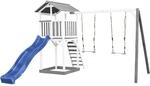 Axi Beach Tower Spielturm mit Doppelschaukel Blaue Rutsche 349 x 357 x 242 cm