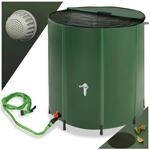 Tectake Regentonne Mit Hahn und &Uuml;berlaufschutz Faltbar 500 L 81 x 81 x 100 cm Gr&uuml;n
