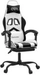 vidaXL Gaming-Stuhl mit Fu&szlig;st&uuml;tze Wei&szlig; und Schwarz Kunstleder 3143912