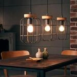 Brilliant Pendelleuchte Gwen 3-flammig Balken Holz und Schwarz Korund