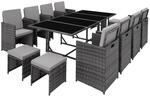 Tectake Rattan Sitzgruppe Palma F&uuml;r 8 Bis 12 Personen Widerstandsf&auml;hig 53 x 53 x