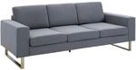 HOMCOM Polstersofa mit Kissen Armlehne Leinen 200 x 82 x 78 cm