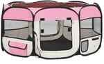 vidaXL Faltbarer Welpenlaufstall mit Tragetasche Rosa 145x145x61 cm 171012