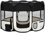 vidaXL Faltbarer Welpenlaufstall mit Tragetasche Schwarz 110x110x58 cm 171006