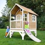 Axi Tom Spielhaus Braun - Wei&szlig; mit Wei&szlig;er Rutsche 191 x 287 x 231 cm