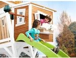 Axi Max Spielhaus Braun - Wei&szlig; mit Lindgr&uuml;ner Rutsche 193 x 432 x 288 cm