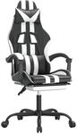 vidaXL Gaming-Stuhl mit Fu&szlig;st&uuml;tze Drehbar Schwarz & Wei&szlig; Kunstleder 349536