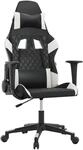 vidaXL Gaming-Stuhl mit Massagefunktion Schwarz und Wei&szlig; Kunstleder 345516