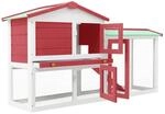vidaXL Gro&szlig;er Kaninchenstall Rot und Wei&szlig; 145x45x85 cm Holz