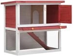 vidaXL Kaninchenstall 1 T&uuml;r Rot Holz