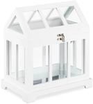 Relaxdays Mini Gew&auml;chshaus 2er Set Geh&auml;rtetes Glas MDF Wei&szlig; Klappbar 37 cm x 37,5