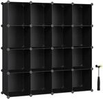 Songmics Schuhregal 16 W&uuml;rfel Steckbar Modular Schwarz