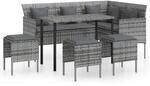 vidaXL 5-tlg Sofagarnitur in L-Form mit Kissen Poly Rattan Grau Modell 1
