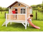 Axi Stef Spielhaus Braun - Wei&szlig; mit Roter Rutsche 212 x 349 x 233 cm