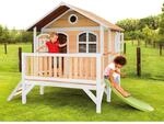 Axi Stef Spielhaus Braun - Wei&szlig; mit Lindgr&uuml;ner Rutsche 212 x 349 x 233 cm