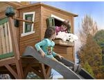 Axi Max Spielhaus Braun - Gr&uuml;n mit Grauer Rutsche 193 x 432 x 288 cm