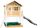 Axi Marc Spielhaus Braun - Wei&szlig; mit Grauer Rutsche 212 x 432 x 293 cm