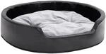 vidaXL Hundebett Schwarz-Grau 79x70x19 cm Pl&uuml;sch und Kunstleder 171254