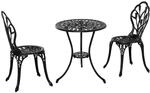 Outsunny Outdoor Bistro Set Aluminium Schwarz &Oslash;60 x 67H cm