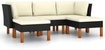 vidaXL 5-tlg Garten-Lounge-Set mit Kissen Poly Rattan Schwarz Modell 2
