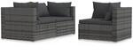 vidaXL 3-Tlg Garten-Lounge-Set mit Kissen Grau Poly Rattan 317516