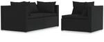 vidaXL 3-Tlg Garten-Lounge-Set mit Kissen Schwarz Poly Rattan 317527