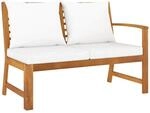 vidaXL Gartenbank 114,5 cm mit Creme Kissen Massivholz Akazie 311838