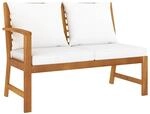vidaXL Gartenbank 114,5 cm mit Cremewei&szlig;en Kissen Massivholz Akazie 311836