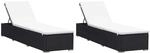 vidaXL Sonnenliegen mit Auflage 2 Stk. Poly Rattan Schwarz