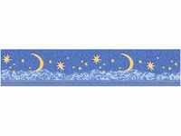 Bricoflor Blaue Bordüre mit Sternen und Mond Schlafzimmer und Kinderzimmer