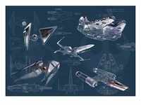 Komar Fototapete Vlies Star Wars Blueprint Dark 400 x 280 cm
