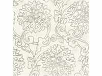 Bricoflor Florale Tapete in Weiß Silber Chinesische Tapete mit Blumen Ideal...