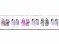 Bricoflor Babyzimmer Tapetenbordüre in Grau Pink Verspielte Wandbordüre mit Baby