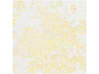 Bricoflor Metallic Tapete Elegant Vlies Textiltapete mit Blumen in Weiß Gold Textil