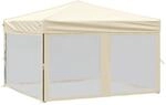 vidaXL Partyzelt Faltbar mit Seitenw&auml;nden Creme 3x3 m