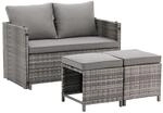 Juskys 2in1 Polyrattan Relax Gartenm&ouml;bel Set Jamaika Grau Meliert
