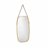 Relaxdays Wandspiegel Bambus Glas Kunstleder Natur Braun Verstellbar mit Riemen 76,5