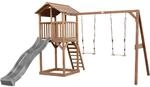 Axi Beach Tower Spielturm m. Doppelschaukel Braun u Grauer Rutsche