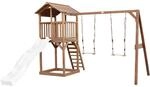 Axi Beach Tower Spielturm m. Doppelschaukel Braun u Wei&szlig;er Rutsche