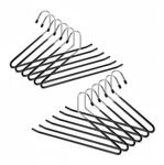 Relaxdays Hosenb&uuml;gel Metall Schwarz Rutschfest 12er Pack 35 cm x 18 cm x 0,5 cm