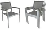 Garden Pleasure Stapelstuhl GRACE Aluminium mit Armlehnen Hellgrau 4er Set