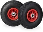 Relaxdays Sackkarrenrad 2er Set PU Gummi Schwarz Rot Pannensicher Kugelgelagert
