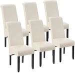 Tectake Esszimmerstuhl Gepolstert Mit Kunstlederbezug Hohe R&uuml;ckenlehne 6Er Set 45 x