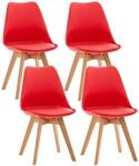 CLP 4er Set Esszimmerstuhl Linares rot/Kunststoff