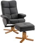 HOMCOM Relaxsessel mit Hocker Stauraum Liegefunktion Drehbar Schwarz 80 x 86 x 99cm