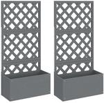 vidaXL Blumenk&auml;sten mit Rankgittern 2 Stk Grau 65x33x135 cm WPC 1581335